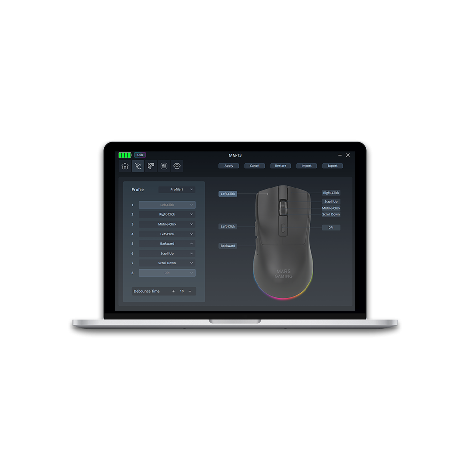 Drahtlose Tri-Mode Maus MM-T3 | Mars Gaming