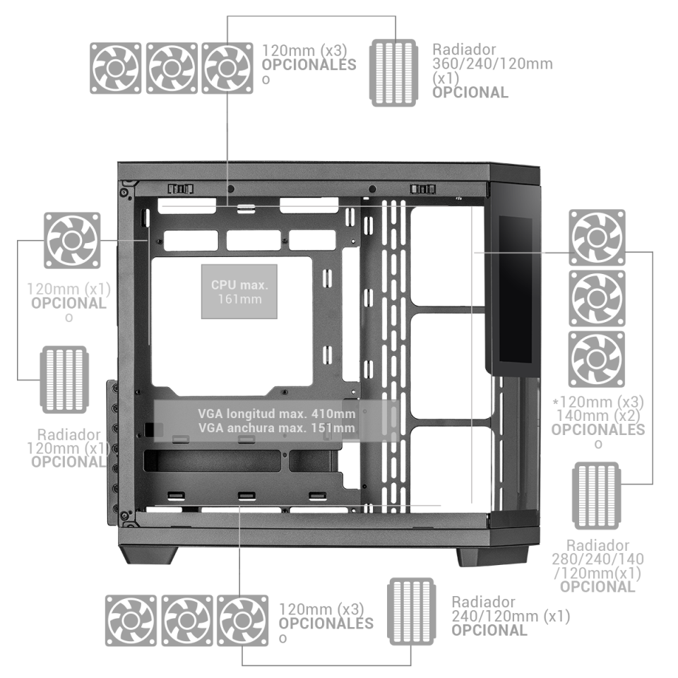 Caja Gaming MC-3TCORELCD | Mars Gaming